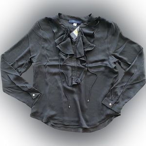NWT Tommy Hilfiger Long Sleeve Ruffled Blouse/ Color: Black / Size: M